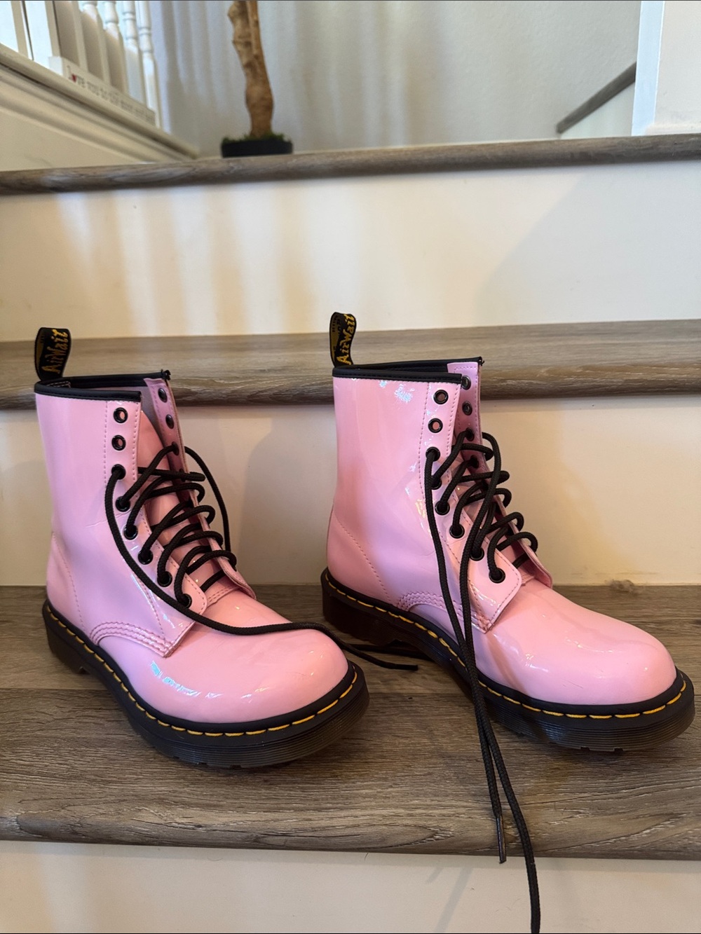 Dr. Martens Pink Patent 1460 Lace-Up Combat Boots - Picture 5 of 8
